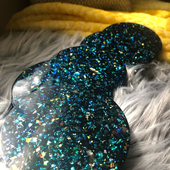 DISCOUNTED Rainbow Holographic Glitter Coaster Set With Matching Holder - Picture 14 of 17